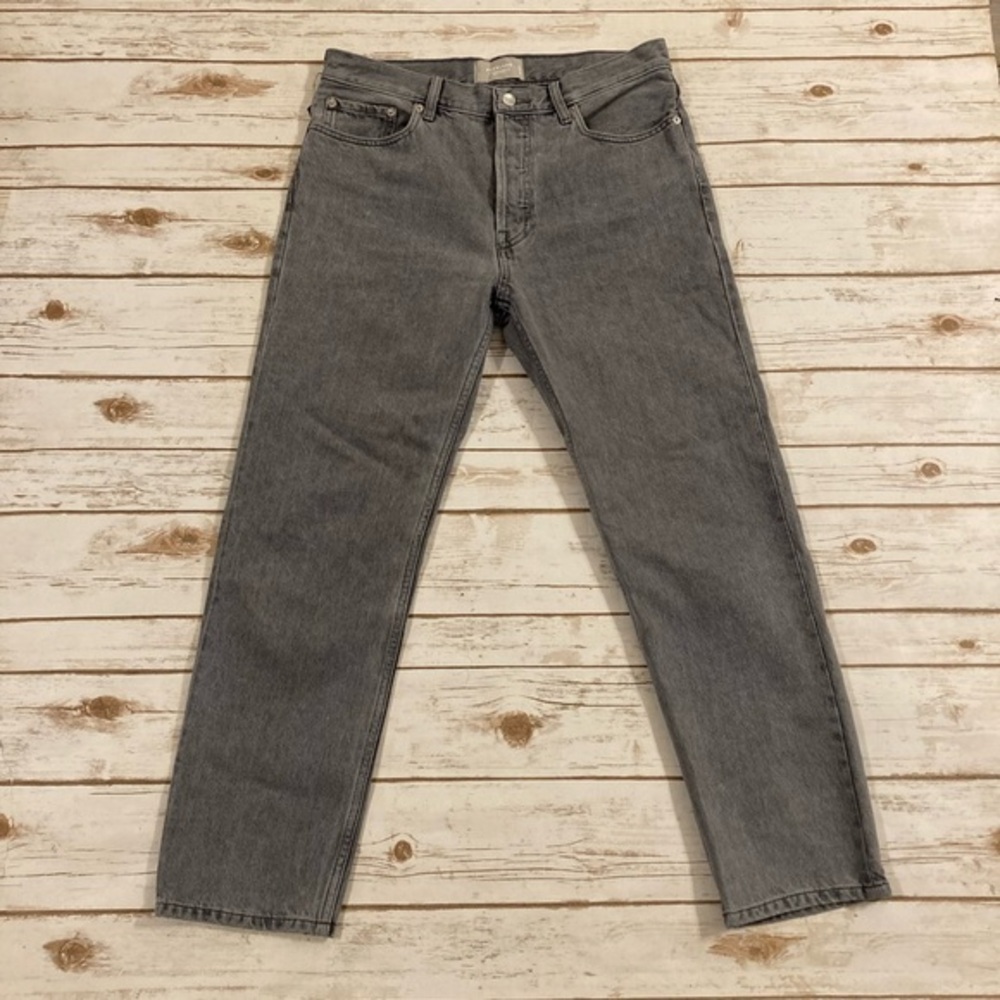 Everlane Relaxed Straight Jeans Womens Grey Button Fly 100% Cotton Denim Size 28